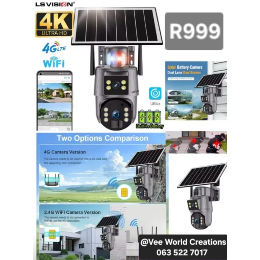 4K Ultra HD Dual Lens Solar Battery Camera